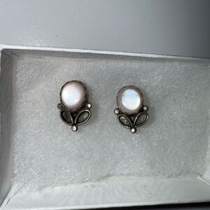 Elegant Sterling Silver and Pearl Floral Earrings